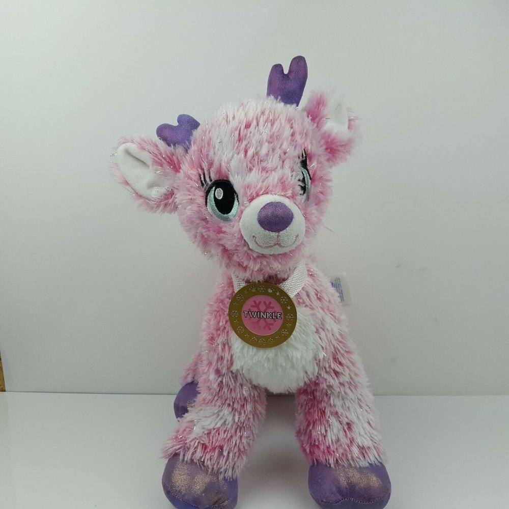 Build A Bear Twinkle Deer Pink Glitter Sparkle Reindeer Christmas Plush